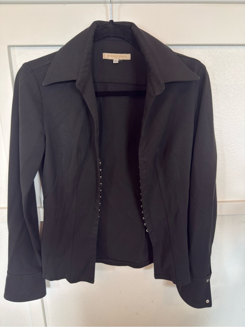 Black Tailored Hook-Front Blazer Jacket